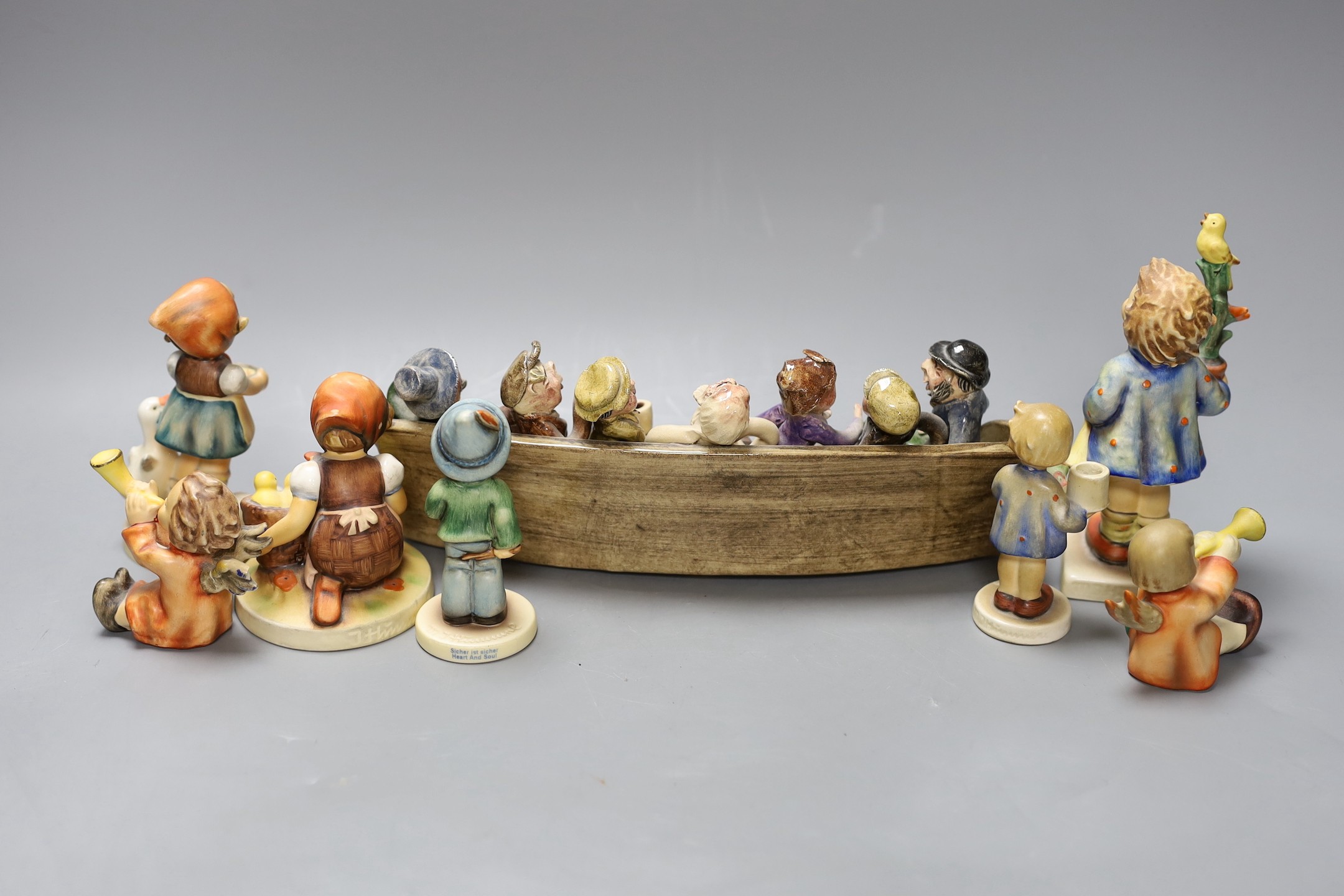 Widecombe Fair, pew group and various Goebel figures, tallest 14 cms high, (8)